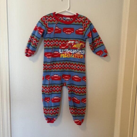 Disney Baby Cars Fleece Pyjamas 1 Piece Zip Lightening McQueen 24m - Picture 1 of 9